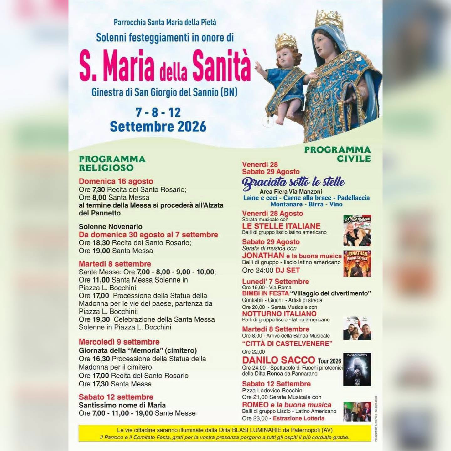 Poster for Solenni festeggiamenti in onore di S. Maria della Sanità