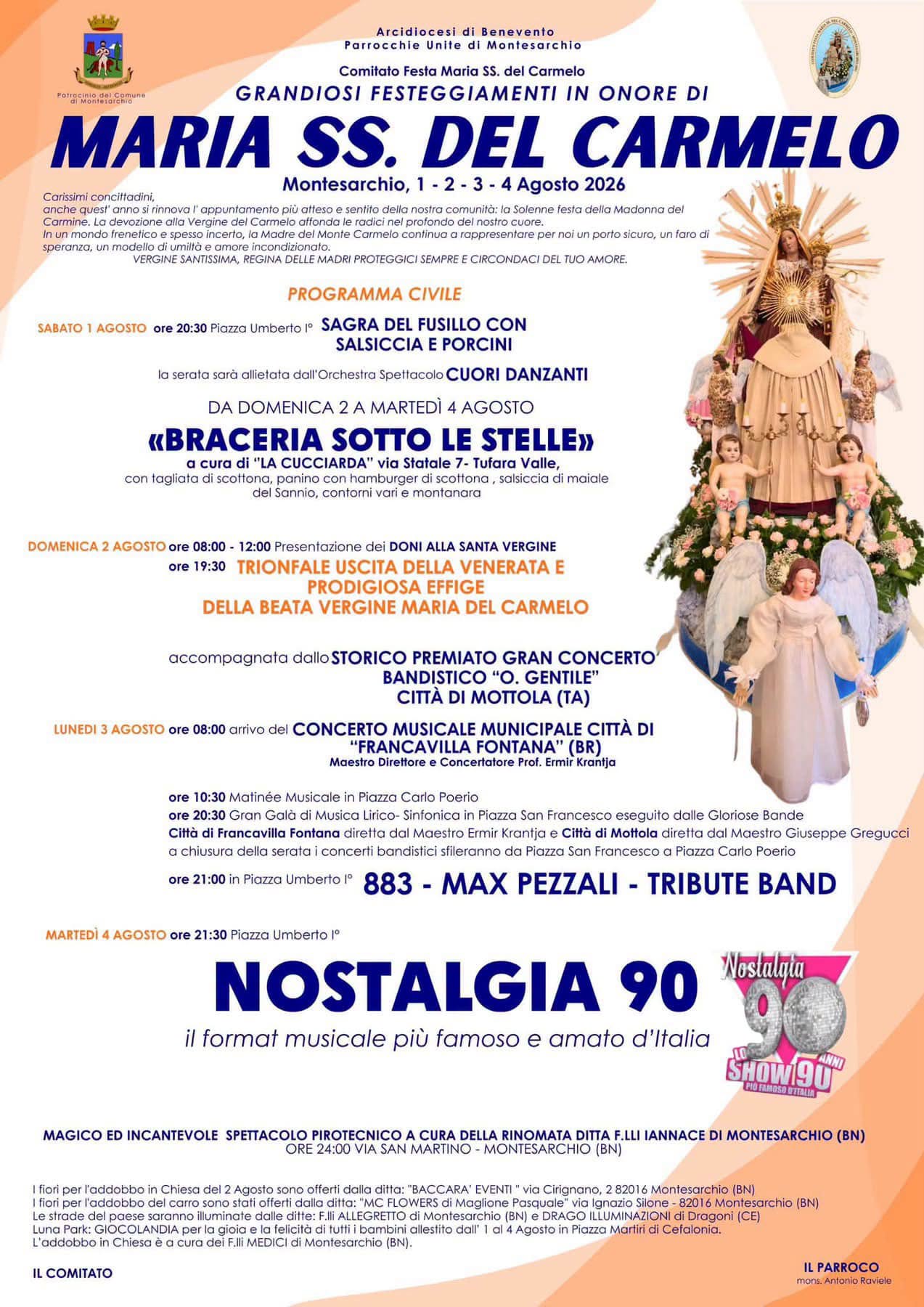 Locandina di Festeggiamenti in onore della Madonna del Carmelo