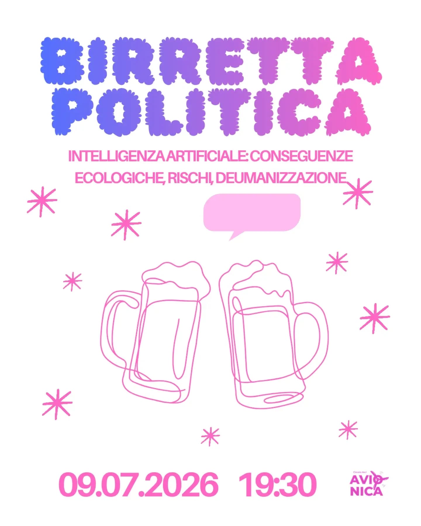 Locandina di Birretta Politica - Intelligenza Artificiale: conseguenze ecologiche, rischi, deumanizzazione